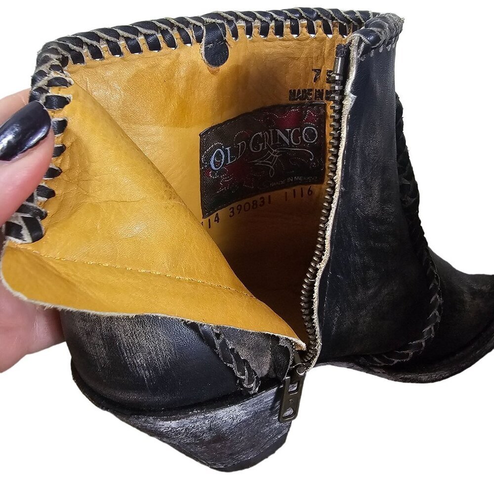 Old Gringo Black Ankle Boots with Fringe - Picture 8 of 9